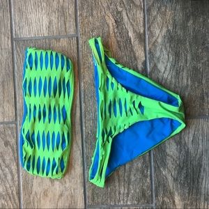 Green blue bathing suit bandeau 